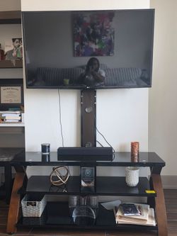 Glass TV Stand with TV Mount