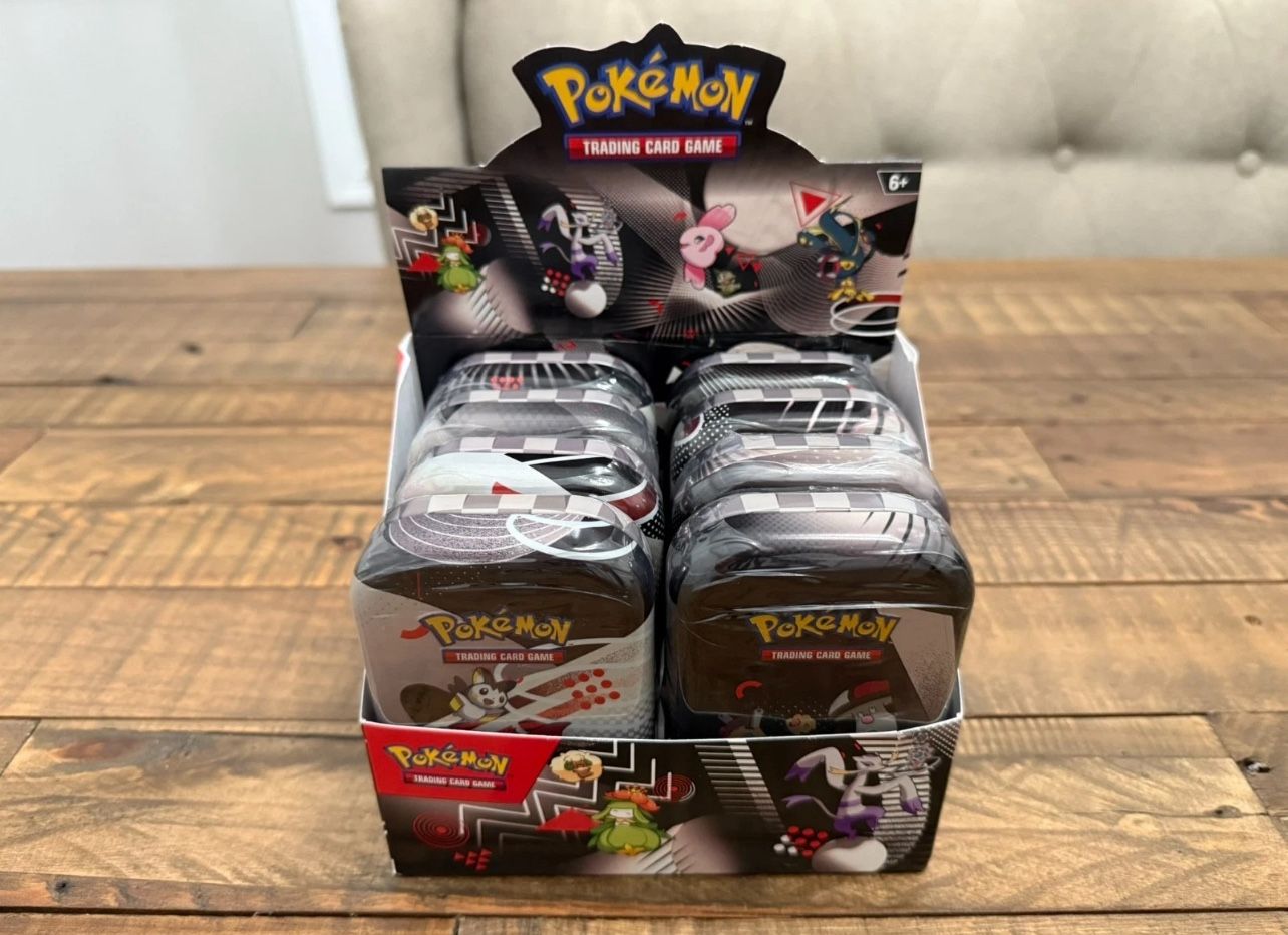 Pokemon Unova SV10.5 Mini Tin Display - 8 Sealed Tins +2 - Black Bolt White Flare