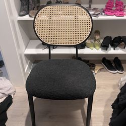 2 Black Rattan Dining Chairs 