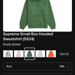 Green Supreme Hoodie Size Mens L 