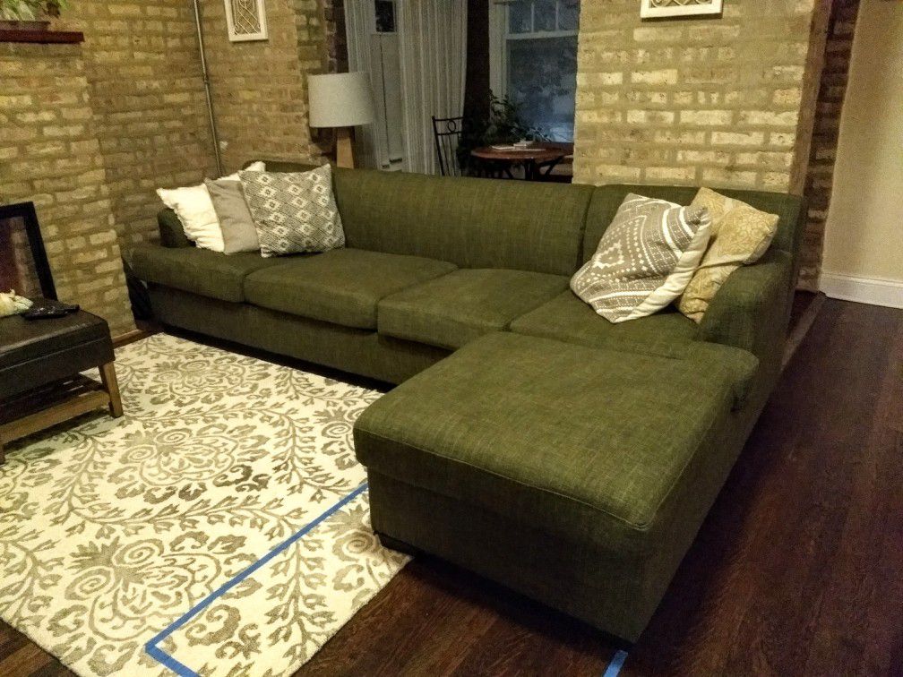 Green sectional sofa with chaise
