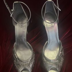 Silver With Wooden Heels Guess By Marciano Heels 