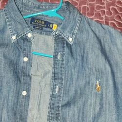 Polo Ralph Lauren Button Up Jean Shirt Mens Size Large NEW 