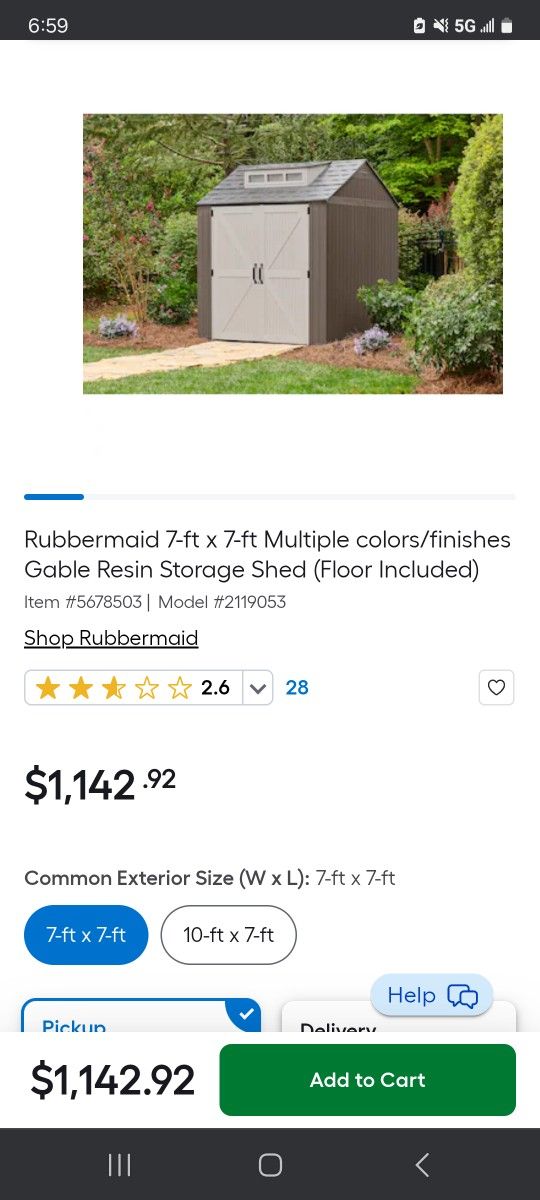 RUBBERMAID 7X7 PLASTIC SHED DISMANTLED