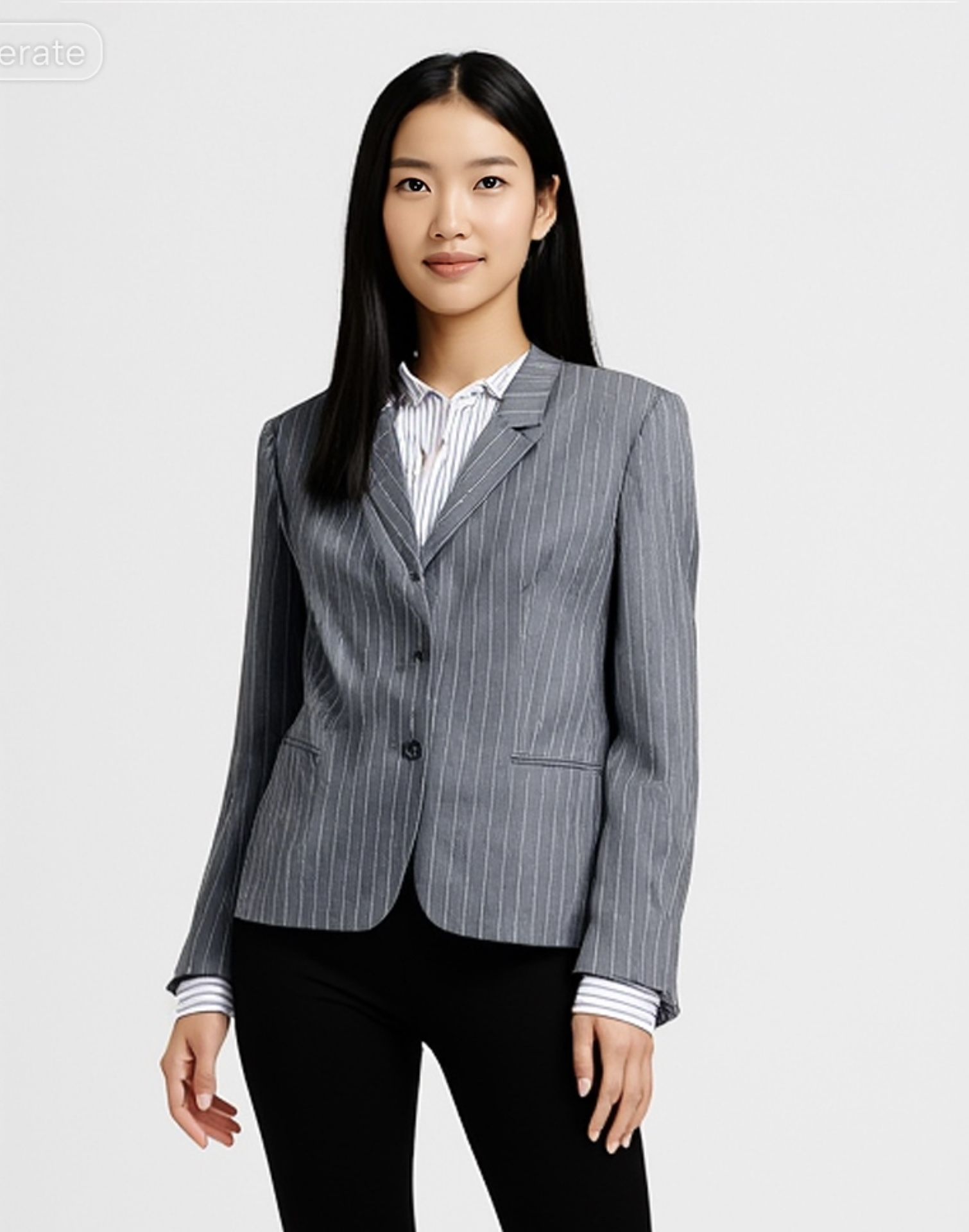 Tahari Arthur S Levine Gray Pinstripe Jacket Blazer Button Down Sz 16