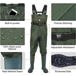 Bootfoot Chest Wader, Waterproof Fishing Hunting Waders with Boot Hanger for Men Women