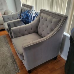 Super  clean  comfy grey velvet chairs