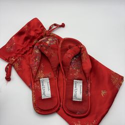 Casual Living Red Floral Cinese theme Women’s Slippers