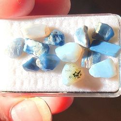 13pcs. Natural Blue Australian Fire Opal Rough Polished Crystals 4-8mm