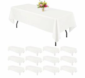 12 Pack 60*102inch Ivory Tablecloths for Rectangle Tables