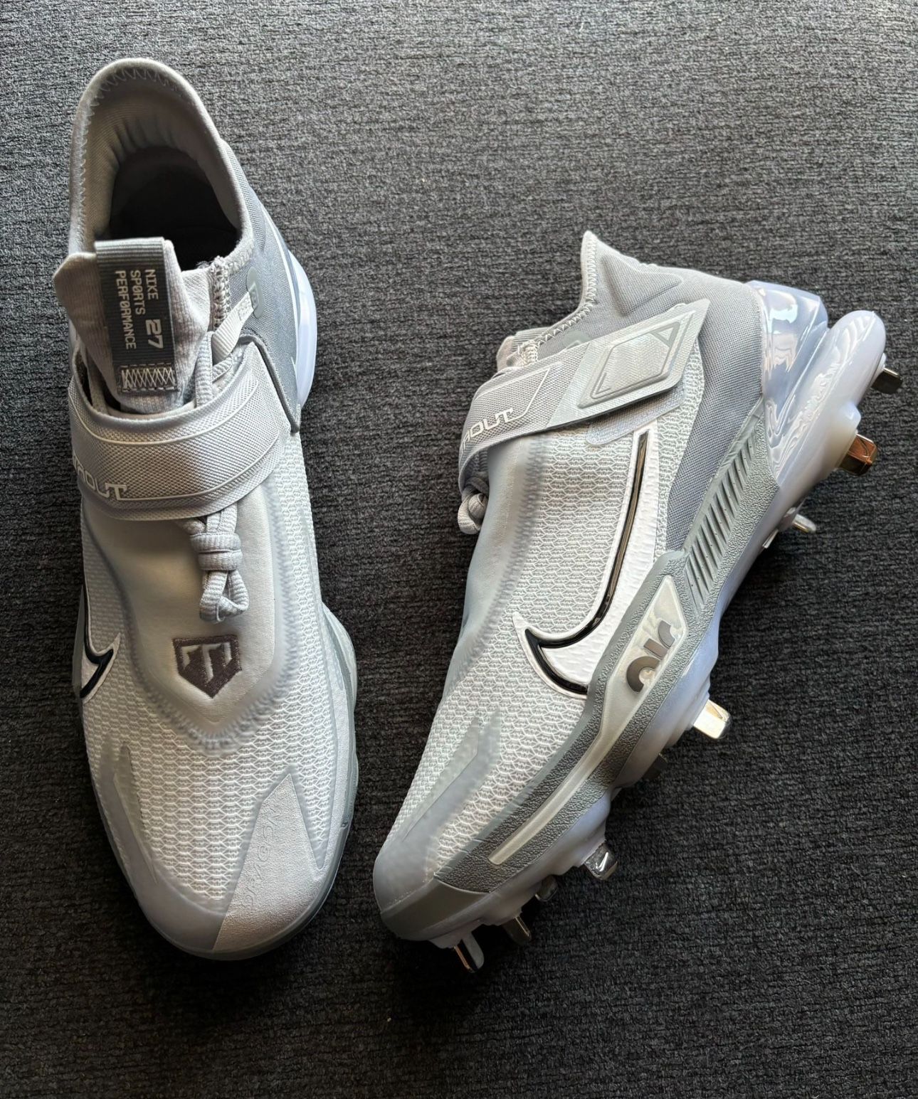 Nike Force Zoom Trout Elite Cool Grey Metal Baseball Cleats Size