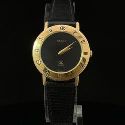 Gucci Ladies Watch Swiss made Gucci 3001L 6 Jewels Movement Gold Plated BLACK