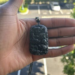 Real Black Jade Dragon Necklace 
