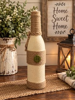 Farmhouse Jute Rope Wrapped Decorative Bottle