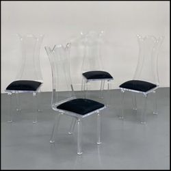 VINTAGE 1980s LUCITE DINING CHAIRS (4)