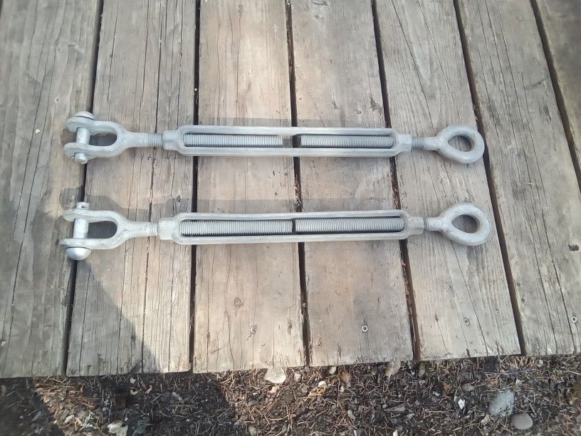 2 Large Heavy Duty Galvanized Steel Turnbuckles,Great Condition. $15.00 For Both.