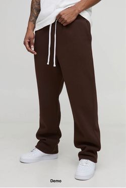 boohooMAN Basic Oversized Drop Crotch Jogger - Chocolate (Small)