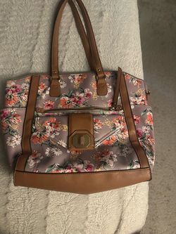 Rossetti Floral Tote Bag with Brown Trim
