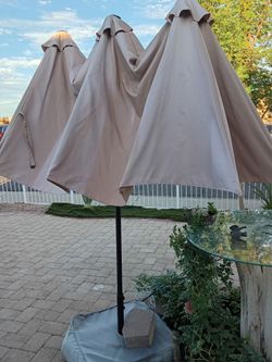 Tan Outdoor Patio Umbrella with Base