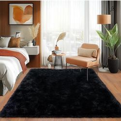 8x10 Solid Black Rug 