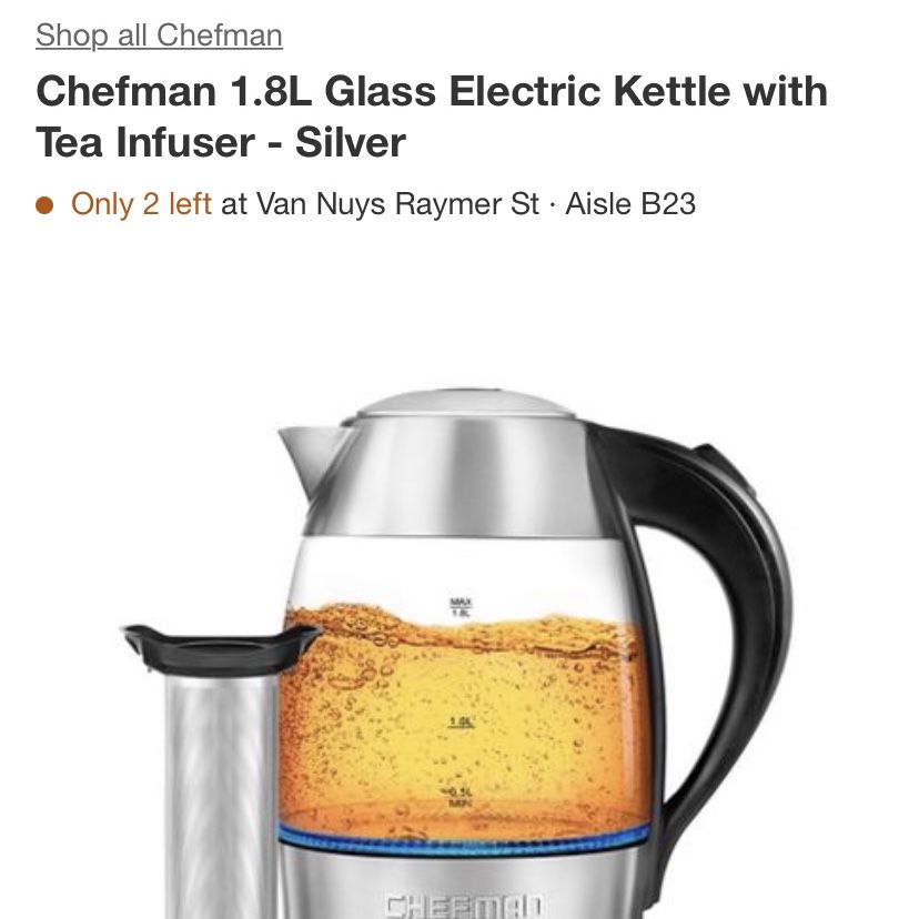 Chefman 1.8L Glass Electric Kettle