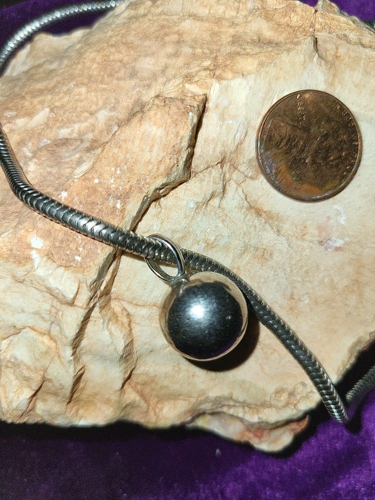 Silver Snake Choker Chain with Ball Charm