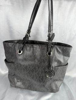 Michael Kors Jet Set East West Top Zip Signature Tote Bag Purse Black