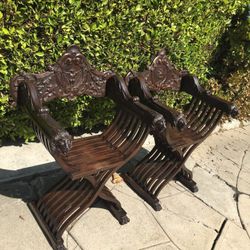 Charming Antique Chair, Savonarola England Renaissance Revival.