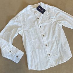 Boy Longsleeve Mandarin Collar Linen Shirt NWT