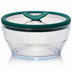 Anyday 4-Cup Glass Food Storage With Glass Lid, Round Deep Dish | Plastic-Free Meal Prep & Microwave Cookware | Stackable Airtight Storage Container W