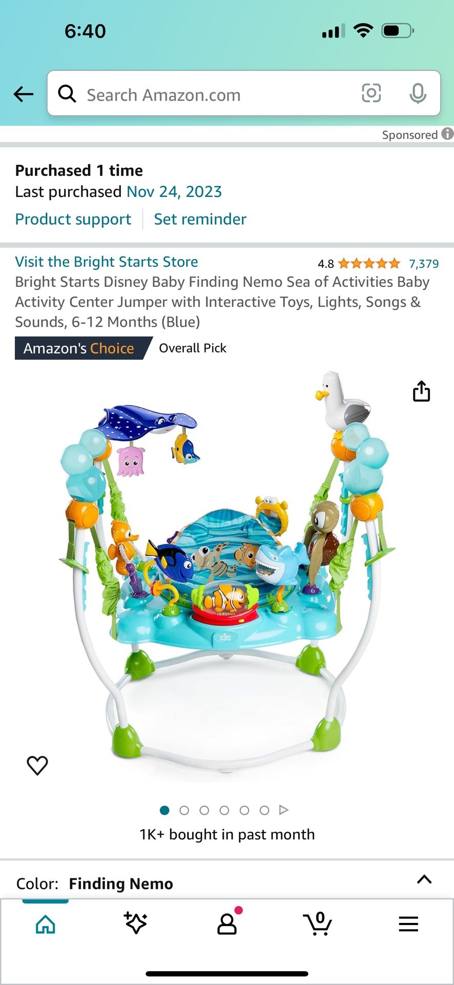 Disney Baby Finding Nemo Activity Center Jumper 