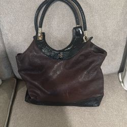 Kate Spade Versatile Brown With Black Trim Handles And Bottom Beautifully Lined