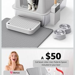 Brand New Stainless Steel Cat Litter Box - Enclosed XL Metal Kitty Litter Box with Lid for Big Cats, High Sided, Anti-Leakage, Easy Cleaning, Non-Stic