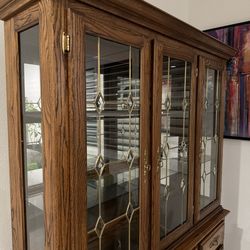 Vanity  Beautiful Wood/Glass. 2 Shelves, 3 Openings.