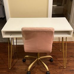 Target White Desk And Pink Velvet Chair 