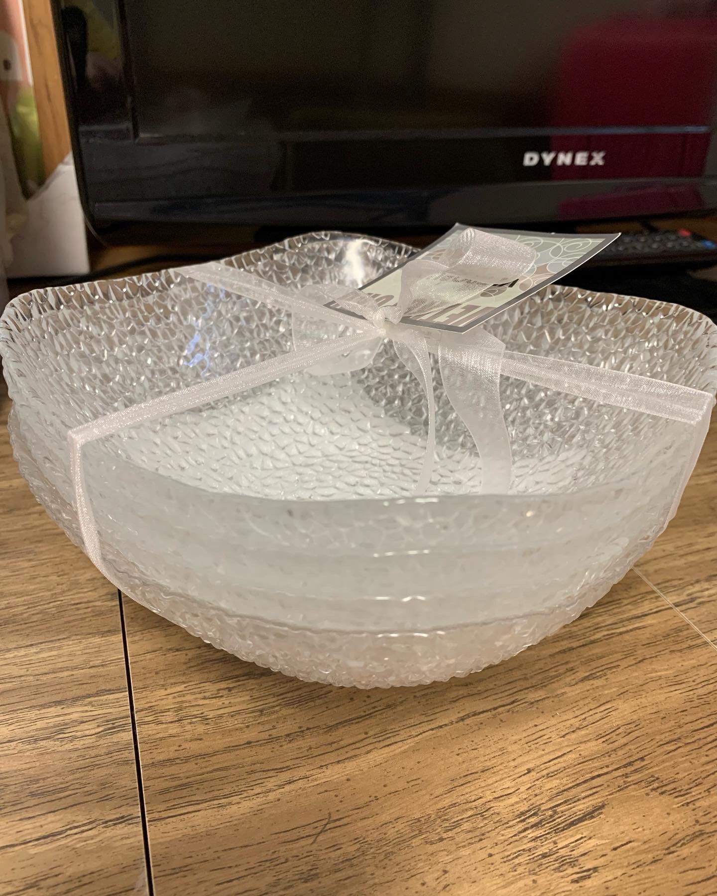 Vetropuro 6” Clear Pebble Textured Glass Square Bowl Made In Turkey