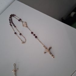 Sterling Rosary Cross with garnet Stone
