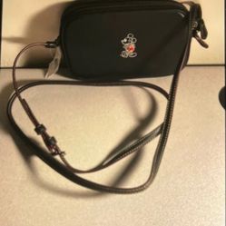 New Coach Mickey Mouse 2 Zipper Crossbody Purse