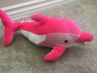 Large Pink and White Plush Dolphin