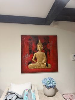 Large 3D Gold Buddha Textured Wall Art  39” x 39”