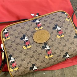 Gucci x Disney Brown GG Canvas and Leather Mickey Mouse Pouch Gucci
