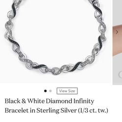 $399 OBO 925 Silver Bracelet With Black And White Diamonds. Price Is Negotiable!