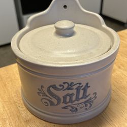 Pfaltzgraff Blue Yorktowne Crock Salt Box Container With Lid  