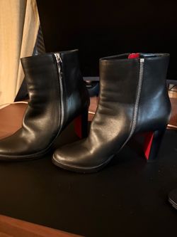 Christian Louboutin Black Leather Ankle Boots