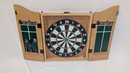 Wooden Cabinet Dartboard Set