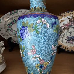 Chinese Enamel Vases Cloisonné $40 Each For Black And $60 For Blue 