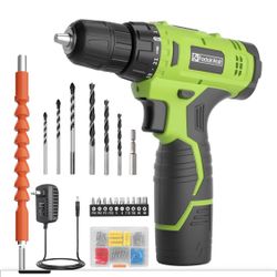 Cordless drill set, 12V electric drill set with battery and charger