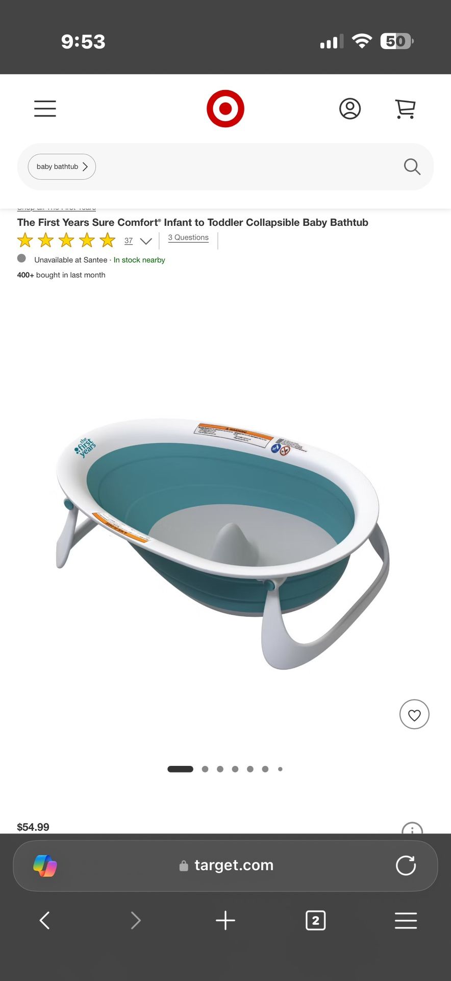 The First Years Sure Comfort® Infant to Toddler Collapsible Baby Bathtub