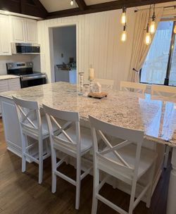 Set of 3, 24" H Wooden Counter Stools with Back and Footrest, X-Back Farmhouse Barstools for Kitchen Island, Home Bar, White