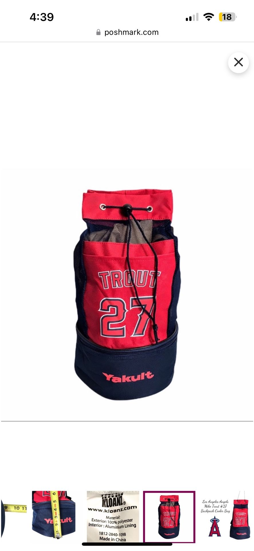 New Los Angeles Angels # 27 Mike Trout Backpack Cooler Bag